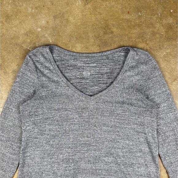 American Eagle Soft & Sexy Plush V‑neck Sweater‎ Gray Women’s Small - Picture 2 of 10